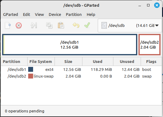 gparted parted sdb1 2